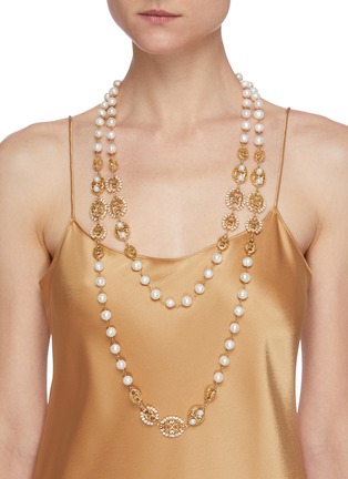 Figure View - Click To Enlarge - ROSANTICA - 'Tarocchi' faux pearl crystal necklace