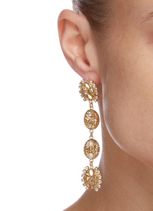 Figure View - Click To Enlarge - ROSANTICA - 'Tarocchi' faux pearl crystal drop earrings