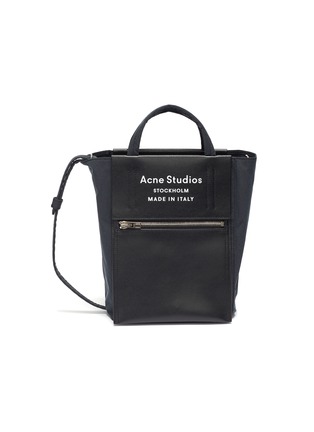Main View - Click To Enlarge - ACNE STUDIOS - Logo zip pocket leather panelled small tote bag