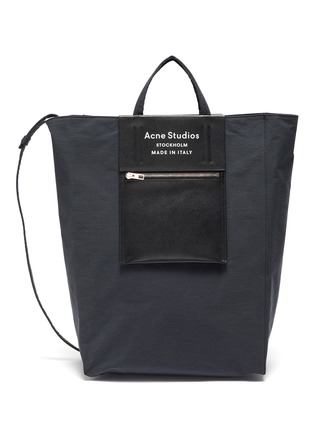 Main View - Click To Enlarge - ACNE STUDIOS - Logo zip pocket leather panelled large tote bag