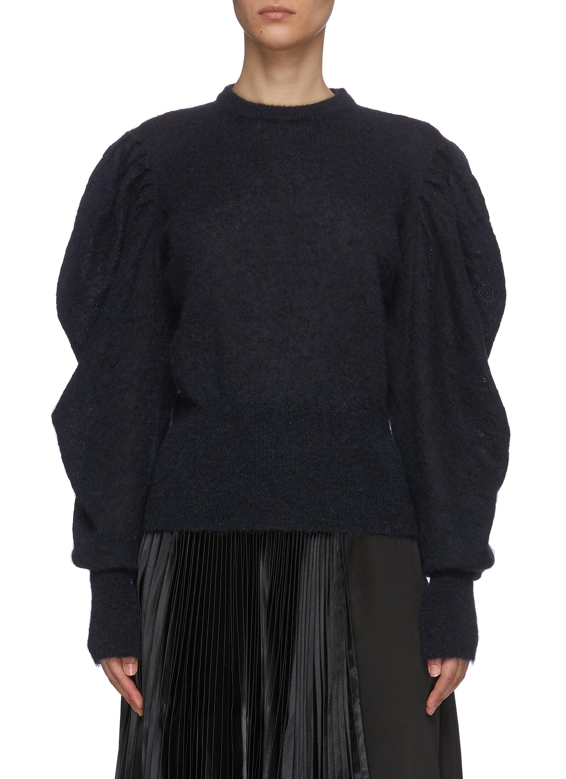 Jw Anderson Ruch Puff Shoulder Knit Top In Blue