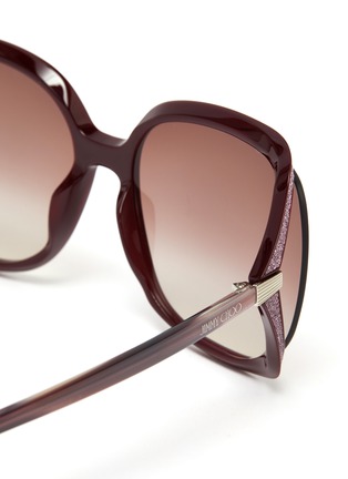 Detail View - Click To Enlarge - JIMMY CHOO - 'Tilda' oversized cutout crystal embellished square acetate frame sunglasses