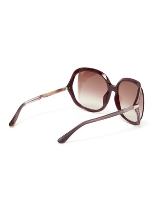 Figure View - Click To Enlarge - JIMMY CHOO - 'Tilda' oversized cutout crystal embellished square acetate frame sunglasses