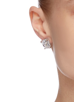 Figure View - Click To Enlarge - ANABELA CHAN - Diamond 18k white gold cushion wing stud earrings