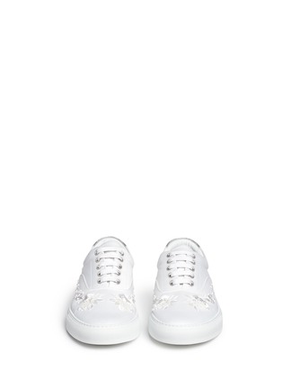 Figure View - Click To Enlarge - MOTHER OF PEARL - Floral embroidery satin sneakers