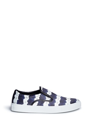 Main View - Click To Enlarge - MOTHER OF PEARL - 'A Achilles' bloom print satin leather trim slip-ons