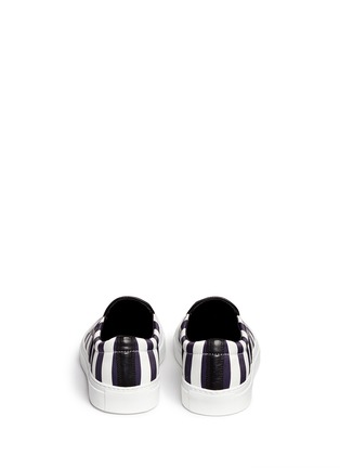 Back View - Click To Enlarge - MOTHER OF PEARL - Tulip stripe print satin slip-ons
