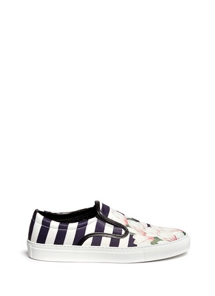 Main View - Click To Enlarge - MOTHER OF PEARL - Tulip stripe print satin slip-ons