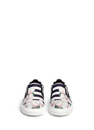 Figure View - Click To Enlarge - MOTHER OF PEARL - Tulip stripe print satin slip-ons