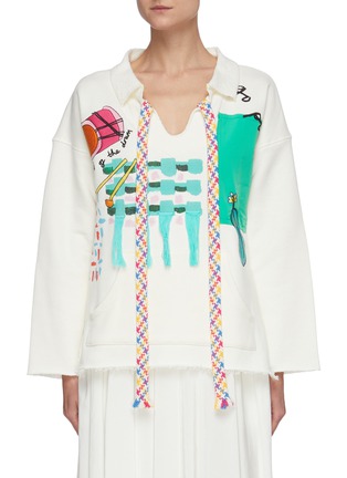 Main View - Click To Enlarge - MIRA MIKATI - Patchwork embroidered sweatshirt
