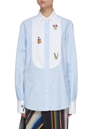 Main View - Click To Enlarge - MIRA MIKATI - Instrument Embroidered Cotton Shirt