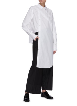 Figure View - Click To Enlarge - THE KEIJI - Asymmetric plackets high-low shirt