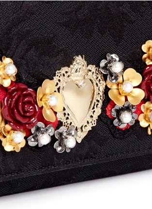 Detail View - Click To Enlarge - - - Rose heart appliqué brocade crossbody phone case