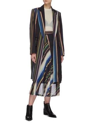 Figure View - Click To Enlarge - TOGA ARCHIVES - Peak lapel stripe tailored coat