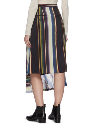 Back View - Click To Enlarge - TOGA ARCHIVES - Panelled pleated stripe wool midi skirt