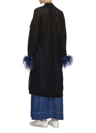 Back View - Click To Enlarge - TOGA ARCHIVES - Ostrich feather cuff crochet long cardigan