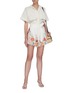 Figure View - Click To Enlarge - ZIMMERMANN - 'Bellitude' contrast floral print ribbon waist scallop trim shorts