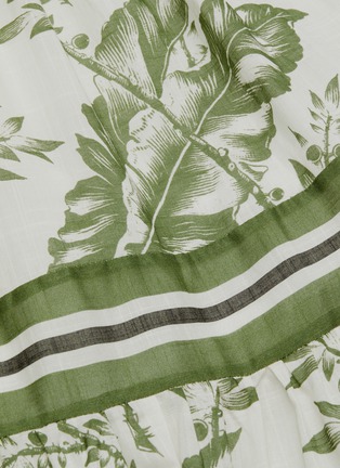 Detail View - Click To Enlarge - ZIMMERMANN - 'Empire' stripe tie shoulder contrast botanical print dress