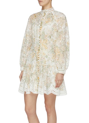 Detail View - Click To Enlarge - ZIMMERMANN - Amelie floral embroidered balloon sleeve belted dress