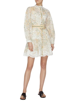Figure View - Click To Enlarge - ZIMMERMANN - Amelie floral embroidered balloon sleeve belted dress