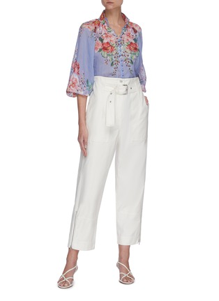 Figure View - Click To Enlarge - ZIMMERMANN - 'Bellitude' contrast floral print stand collar blouson sleeve blouse
