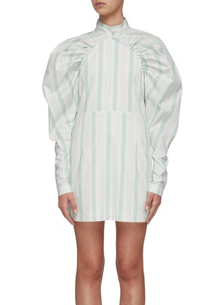 Main View - Click To Enlarge - ROTATE - Kim puff shoulder stripe dress