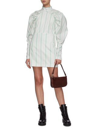 Figure View - Click To Enlarge - ROTATE - Kim puff shoulder stripe dress
