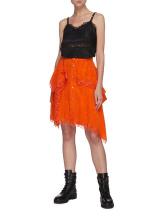 Figure View - Click To Enlarge - KOCHE - Lace trim floral jacquard skirt
