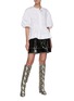 Figure View - Click To Enlarge - TIBI - Patent faux leather cuffed cargo shorts