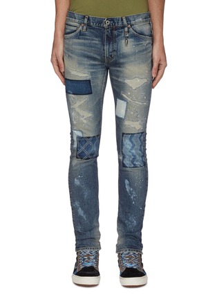 Main View - Click To Enlarge - FDMTL - Rip and repair boro patchwork skinny jeans