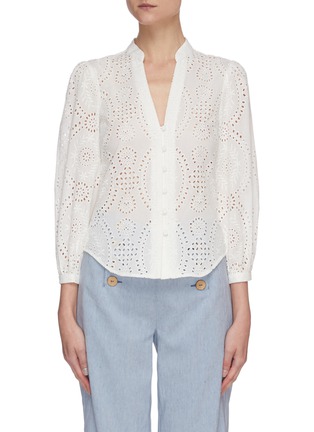 Main View - Click To Enlarge - SIMKHAI - 'Alex' borderie anglaise button front top