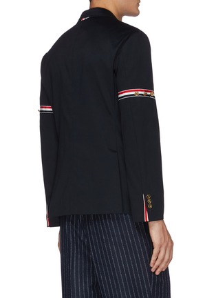 Back View - Click To Enlarge - THOM BROWNE - Stripe armband cotton twill blazer