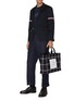 Figure View - Click To Enlarge - THOM BROWNE - Stripe armband cotton twill blazer
