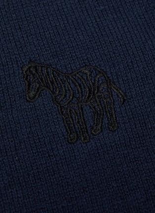  - THOM BROWNE  - 4-bar Stripe Animal Icon Embroidered Cotton Pique Cardigan