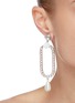 Front View - Click To Enlarge - JOOMI LIM - Resin rose crystal pearl asymmetrical drop earrings