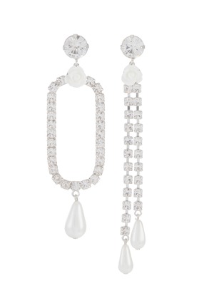 Main View - Click To Enlarge - JOOMI LIM - Resin rose crystal pearl asymmetrical drop earrings