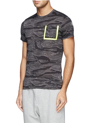 Front View - Click To Enlarge - MONCLER - Neon trim camouflage T-shirt