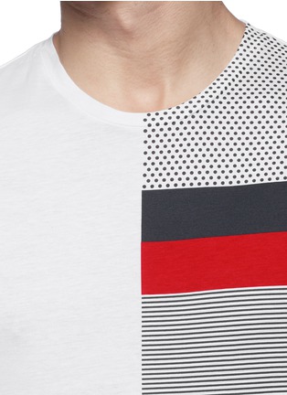 Detail View - Click To Enlarge - MONCLER - 'Maglia' mix pattern panel cotton T-shirt