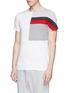 Front View - Click To Enlarge - MONCLER - 'Maglia' mix pattern panel cotton T-shirt
