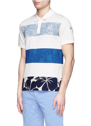 Front View - Click To Enlarge - MONCLER - 'Maglia' floral stripe polo shirt