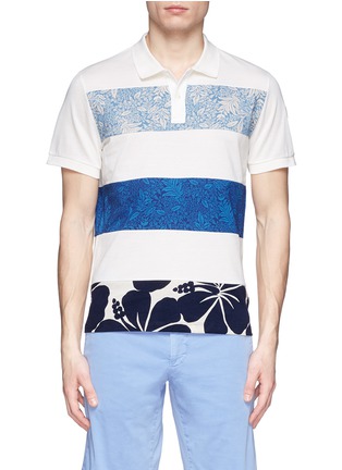 Main View - Click To Enlarge - MONCLER - 'Maglia' floral stripe polo shirt