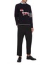 Figure View - Click To Enlarge - THOM BROWNE  - Checked hector stripe sleeve sweater
