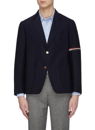 Main View - Click To Enlarge - THOM BROWNE  - Tricolour stripe sleeve single breasted wool blazer