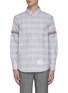 Main View - Click To Enlarge - THOM BROWNE  - Four-bar stripe armband check shirt