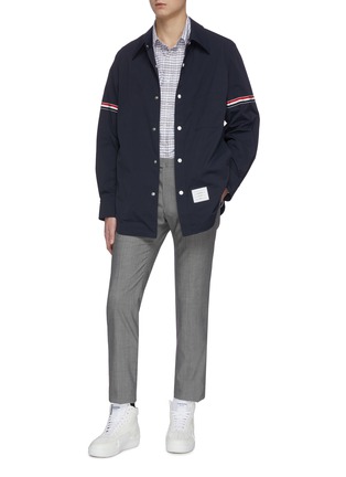 Figure View - Click To Enlarge - THOM BROWNE  - Four-bar stripe armband check shirt