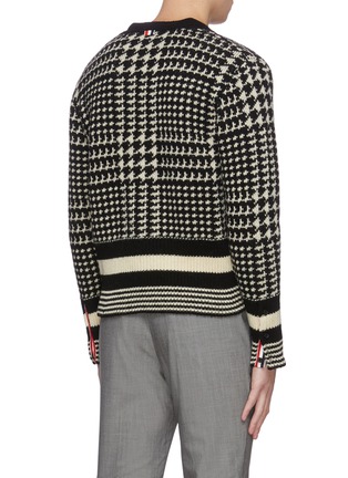 Back View - Click To Enlarge - THOM BROWNE  - Houndstooth intarsia Shetland wool cardigan