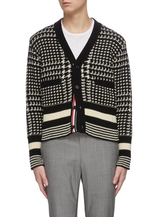 Main View - Click To Enlarge - THOM BROWNE  - Houndstooth intarsia Shetland wool cardigan