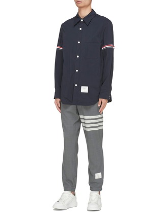 Figure View - Click To Enlarge - THOM BROWNE  - SNAP FRONT GROSGRAIN ARMBAND SHIRT JACKET
