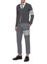 Figure View - Click To Enlarge - THOM BROWNE - Four Bar Stripe Low Waist Wool Suiting Pants