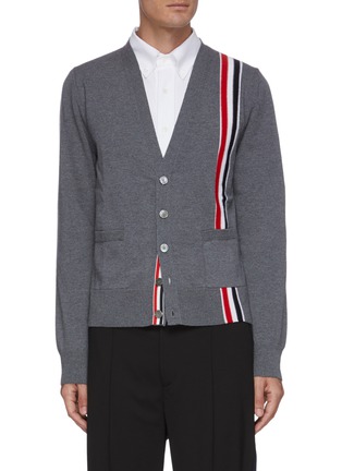 Main View - Click To Enlarge - THOM BROWNE  - Tricolour intarsia stripe wool cardigan
